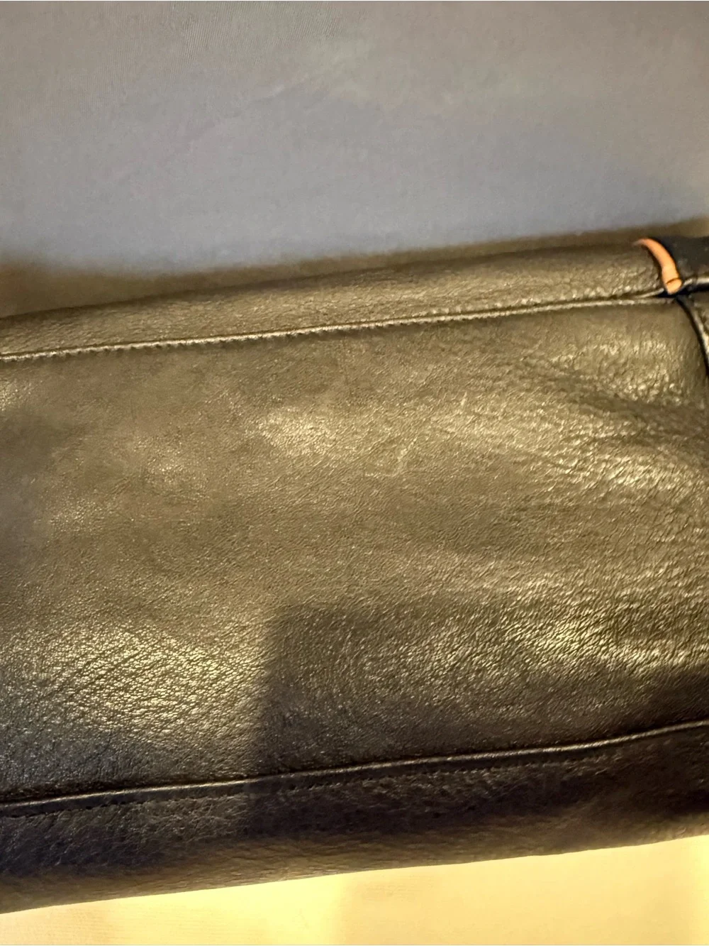 Hammitt Black Leather Messenger Bag with Brown Trim